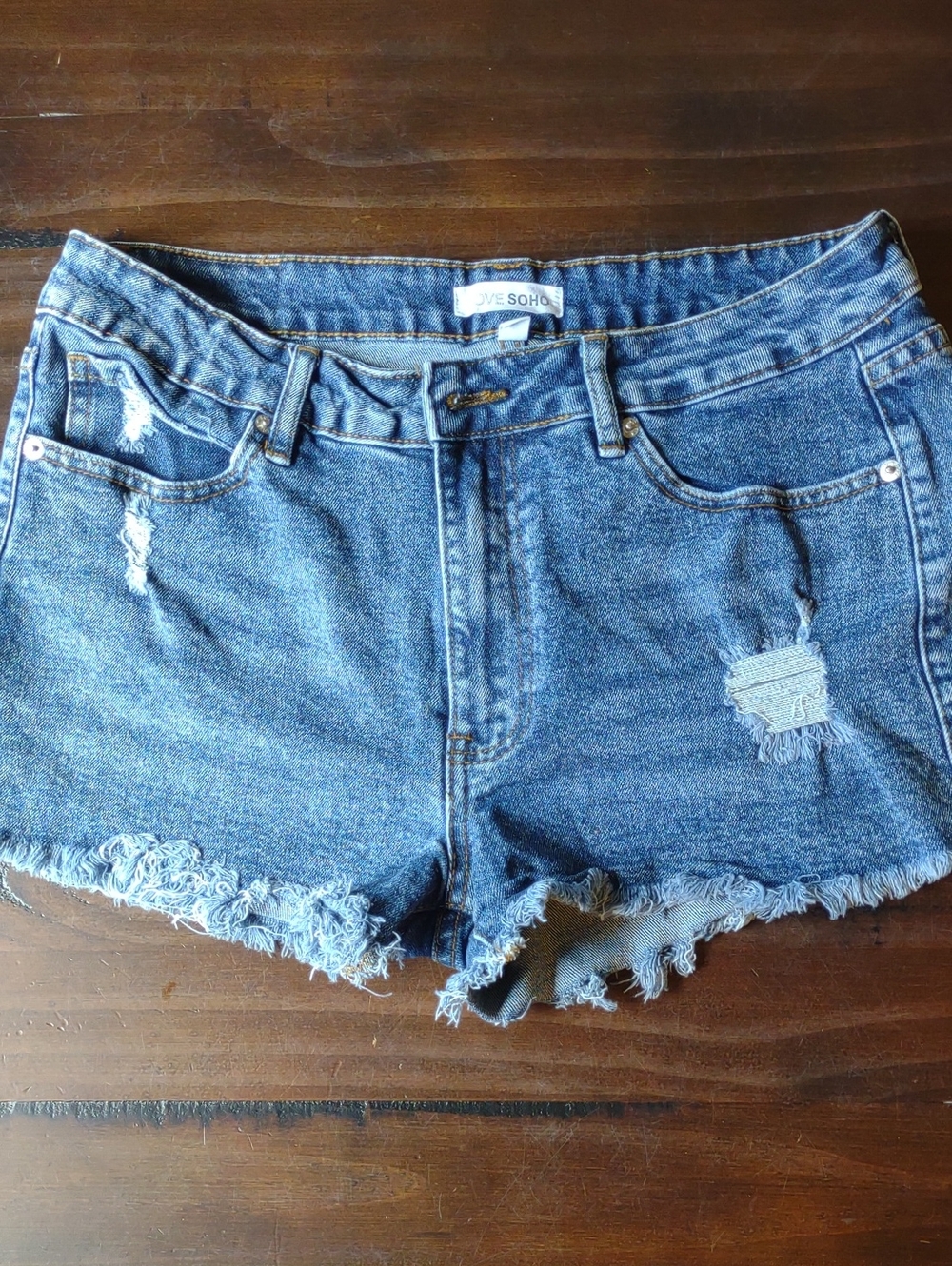 Women's Distressed Denim Shorts in Blue